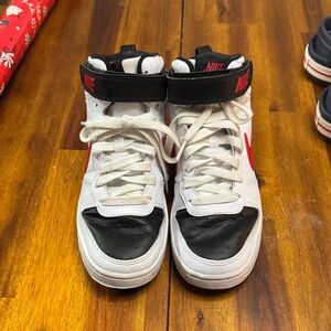 Nike Kids High-Top Sneakers - White, Black, and Red